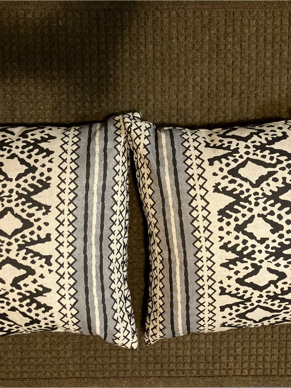 Black, Gray and Off-White Geometric Accent Pillows 19x19” by Studio Chic, Boho